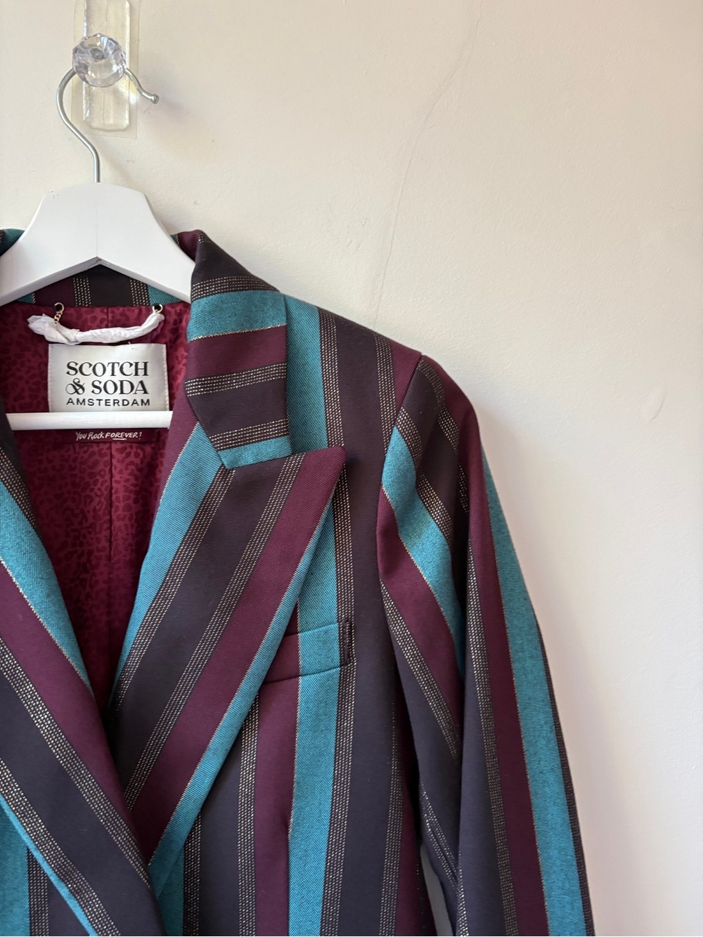 Scotch & Soda Metallic Striped Double-Breasted Blazer - Picture 7 of 16